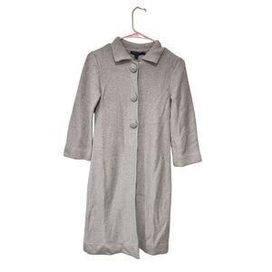 Boden Long Sweater Cardigan Grey 3 Buttons Front 3/4 Sleeves Size 8